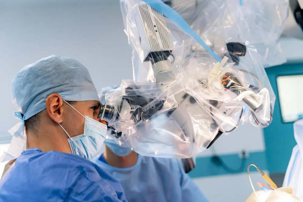 Sala cirúrgica com equipamento de cirurgia robótica